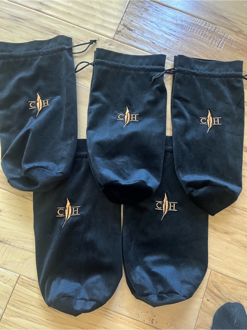 Cooper’s Hawk Velvet Embroidered Wine Bottle Drawstring Bags